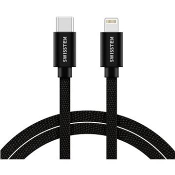 Swissten textilný dátový kábel USB-C/Lightning 2 m čierny (71529201)