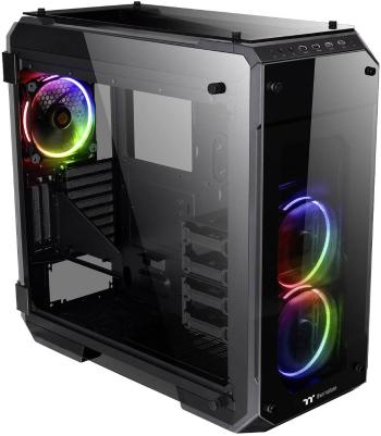 Thermaltake View 71 TG midi tower PC skrinka čierna 2 predinštalované ventilátory, bočné okno, prachový filter