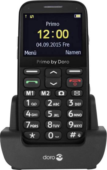 Primo by DORO 366 telefón pre seniorov nabíjacej stanice, tlačidlo SOS čierna