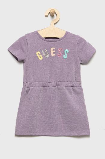 Dievčenské šaty Guess fialová farba, midi, rovný strih