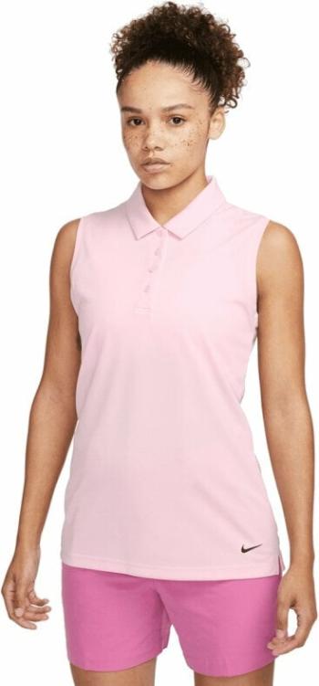 Nike Dri-Fit Victory Womens Sleeveless Golf Polo Medium Soft Pink/Black M