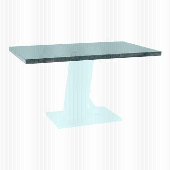 Jedálenský stôl, betón/biela matná, 138x90 cm, BOLAST P1, poškodený tovar