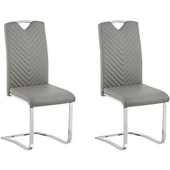 Sada 2 sivých jedálenských stoličiek z umelej kože PICKNES, 252414 (beliani_252414)