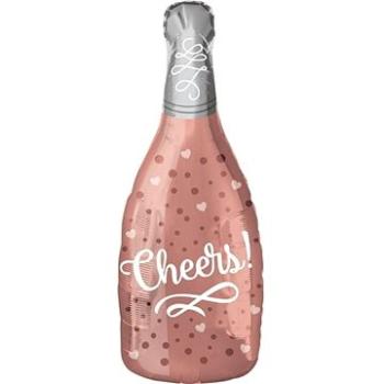 Balón fóliový fľaša šampanského – champagne – cheers – rosegold 60 cm (26635404846)