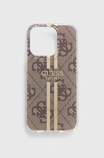 Puzdro na mobil Guess Phone 15 Pro 6.1" hnedá farba