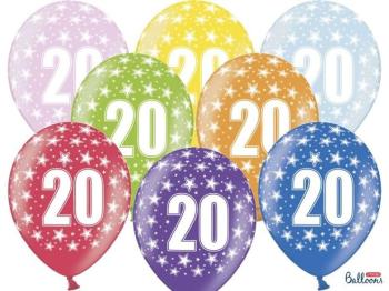 Silné balóny 30 cm metalický mix - narodeniny č. 20 - PartyDeco