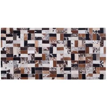 Hnedo-béžový kožený koberec 80 × 150 cm CESME, 74385 (beliani_74385)