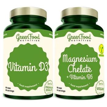 GreenFood Nutrition Magnesium Chelate 90 cps + Vitamín D3 60 cps. (8594193928088)