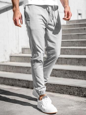 Szare spodnie materiałowe joggery męskie Denley 0011