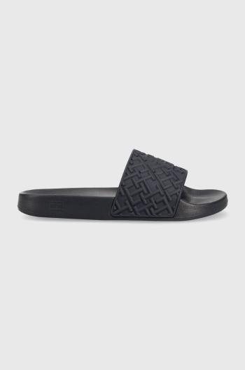 Šľapky Tommy Hilfiger TH MONOGRAM POOL SLIDE dámske, tmavomodrá farba, FW0FW06987