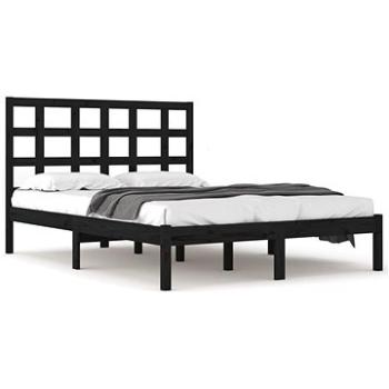 Rám postele čierny masívne drevo 200 × 200 cm, 3105494