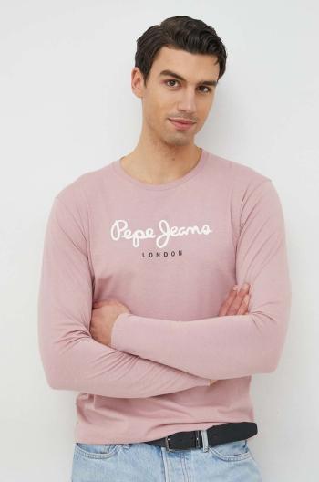 Bavlnené tričko s dlhým rukávom Pepe Jeans Eggo Long N ružová farba, s potlačou