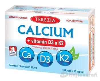 TEREZIA CALCIUM + vitamín D3 a K2, 30 ks