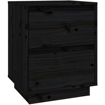 SHUMEE Nočný stolík čierny 40 × 35 × 50 cm masívne borovicové drevo, 813323