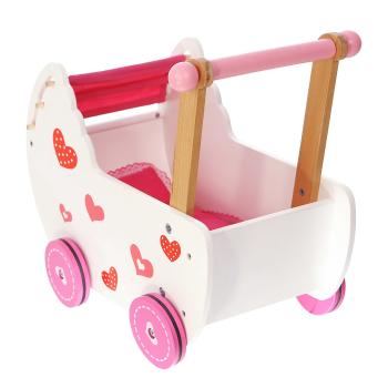 Drevený tlačiaca kočík pre bábiky babydoll stroller