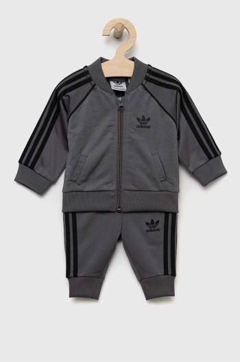 Detská tepláková súprava adidas Originals šedá farba