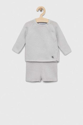 Detská bavlnená súprava Calvin Klein Jeans šedá farba