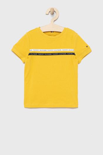 Detské tričko Tommy Hilfiger žltá farba, s nášivkou