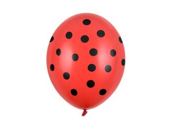 PartyDeco Latexový balón - červený s čiernymi bodkami