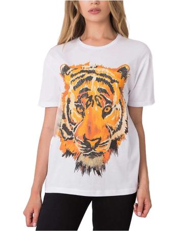 Biele dámske tričko s potlačou tigra vel. M