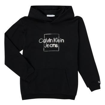 Calvin Klein Jeans  Mikiny METALLIC BOX LOGO RELAXED HOODIE  Čierna
