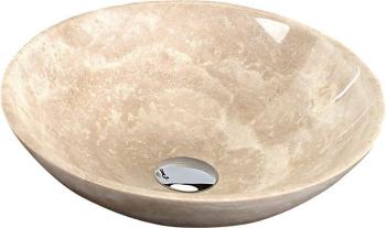 SAPHO - BLOK 1 kamenné umývadlo priemer 40cm, leštený béžový travertin 2401-01