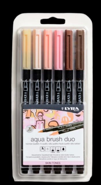 LYRA AQUA BRUSH DUO - Popisovače s dvomi hrotmi 6 ks (telové odtiene)