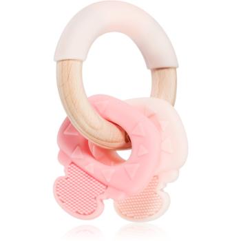 Kikkaboo Silicone and Wood Teether Keys hryzadielko Pink 1 ks