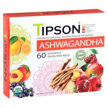 TIPSON Variácia bylinných čajov s ashwagandhou a prírodnou arómou BIO 60 sáčkov