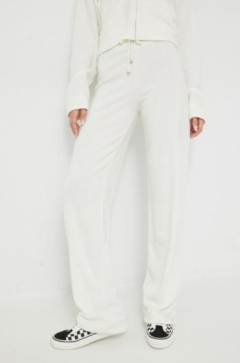 Vlnené nohavice Juicy Couture Knitted dámske, béžová farba, široké, vysoký pás