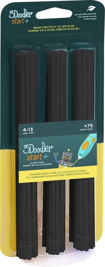 3Doodler 3DS-ECO10-BLACK-75 Start vlákno pre 3D tlačiarne PLA plast     čierna  75 ks