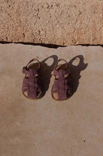 Detské semišové sandále Konges Sløjd ružová farba