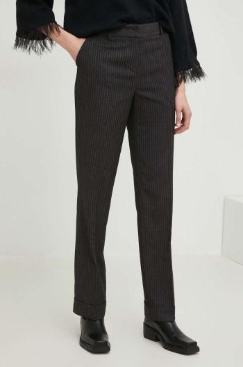 Vlnené nohavice Answear Lab dámske, čierna farba, rovné, vysoký pás
