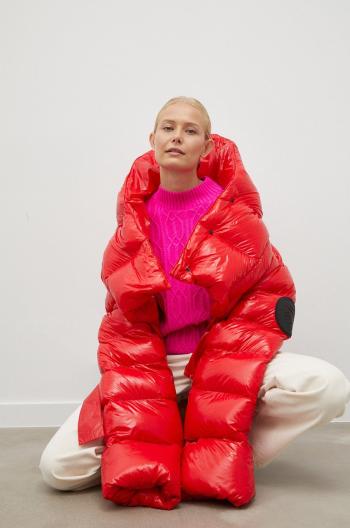 Páperová bunda MMC STUDIO Maffo Gloss dámska, červená farba, zimná, oversize