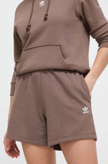 Šortky adidas Originals dámske, hnedá farba, jednofarebné, vysoký pás, IR5957