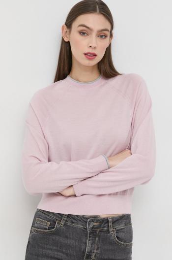 Vlnený sveter Emporio Armani dámsky, fialová farba, tenký