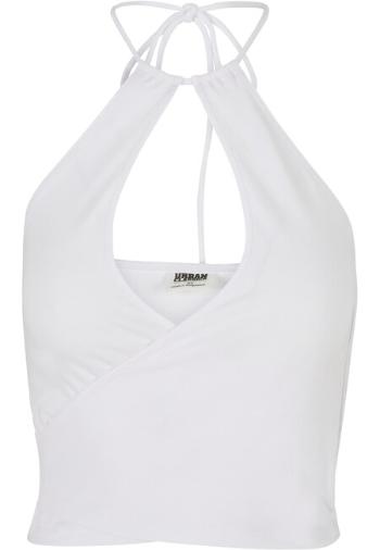 Urban Classics Ladies Short Wraped Neckholder Top white - XS