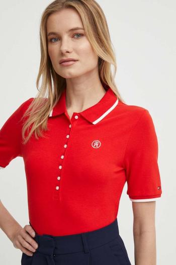 Polo tričko Tommy Hilfiger dámsky, červená farba, WW0WW41288