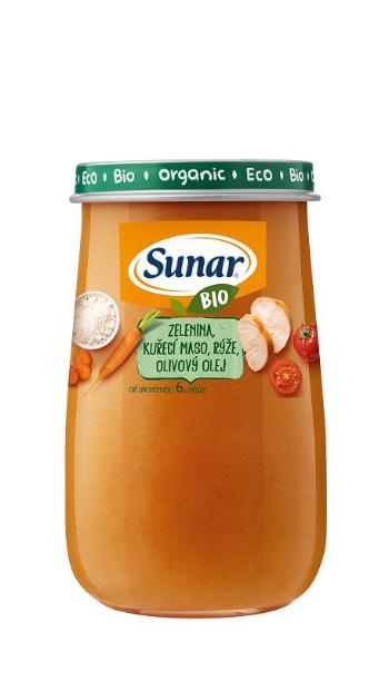 SUNAR Bio príkrm zelenina, kuracie mäso, ryža, olivový olej 190 g