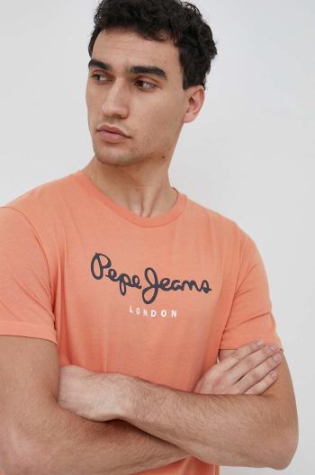 Bavlnené tričko Pepe Jeans Eggo oranžová farba, s potlačou