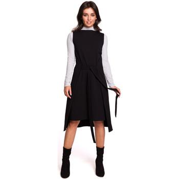 Style  Šaty S159 Šifónové šaty s asymetrickým lemom - čierne  viacfarebny
