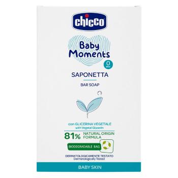 CHICCO Mydlo na ruky tuhé s rastlinným glycerínom Baby Moments 81% prírodných zložiek 100 g