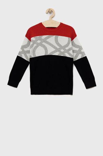 Detský bavlnený sveter United Colors of Benetton červená farba, tenký