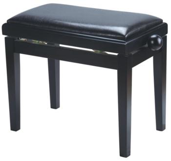 Melody adjustable piano bench Satin Black Black Leather