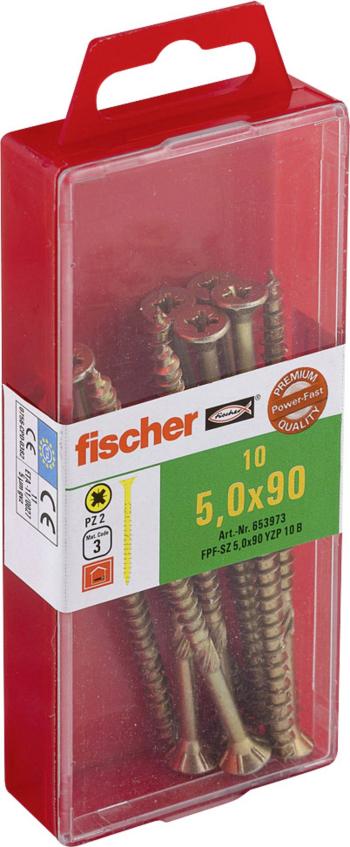 Fischer  653973 skrutka so zápustnou hlavou 5 mm 90 mm krížová dražka Pozidriv     glavanizované zinkom 10 ks