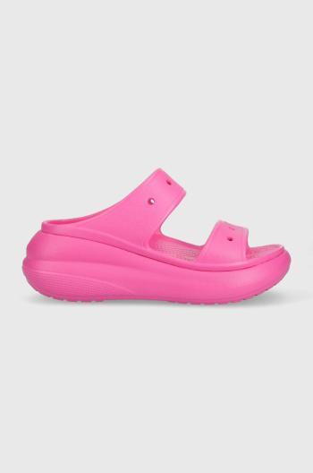 Šľapky Crocs CLASSIC CRUSH SANDAL dámske, ružová farba, na platforme, 207670