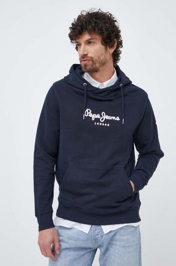 Bavlnená mikina Pepe Jeans Edward Hoodie pánska, tmavomodrá farba, s kapucňou, s potlačou