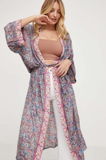 Hodvábne kimono Answear Lab oversize, vzorovaná