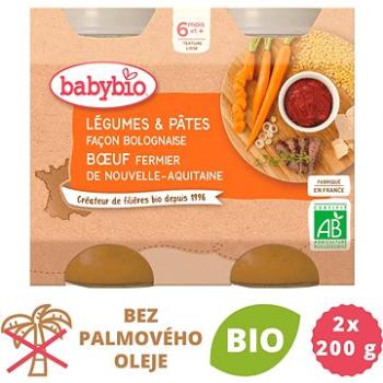 BABYBIO, Zelenina s cestovinami na bolonský spôsob, s farmárskym hovädzím mäsom, 2× 200 g (3288131510033)