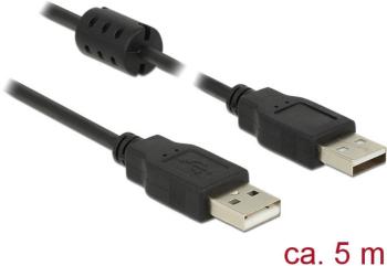 Delock #####USB-Kabel USB 2.0 #####USB-A Stecker, #####USB-A Stecker 5.00 m čierna s feritovým jadrom